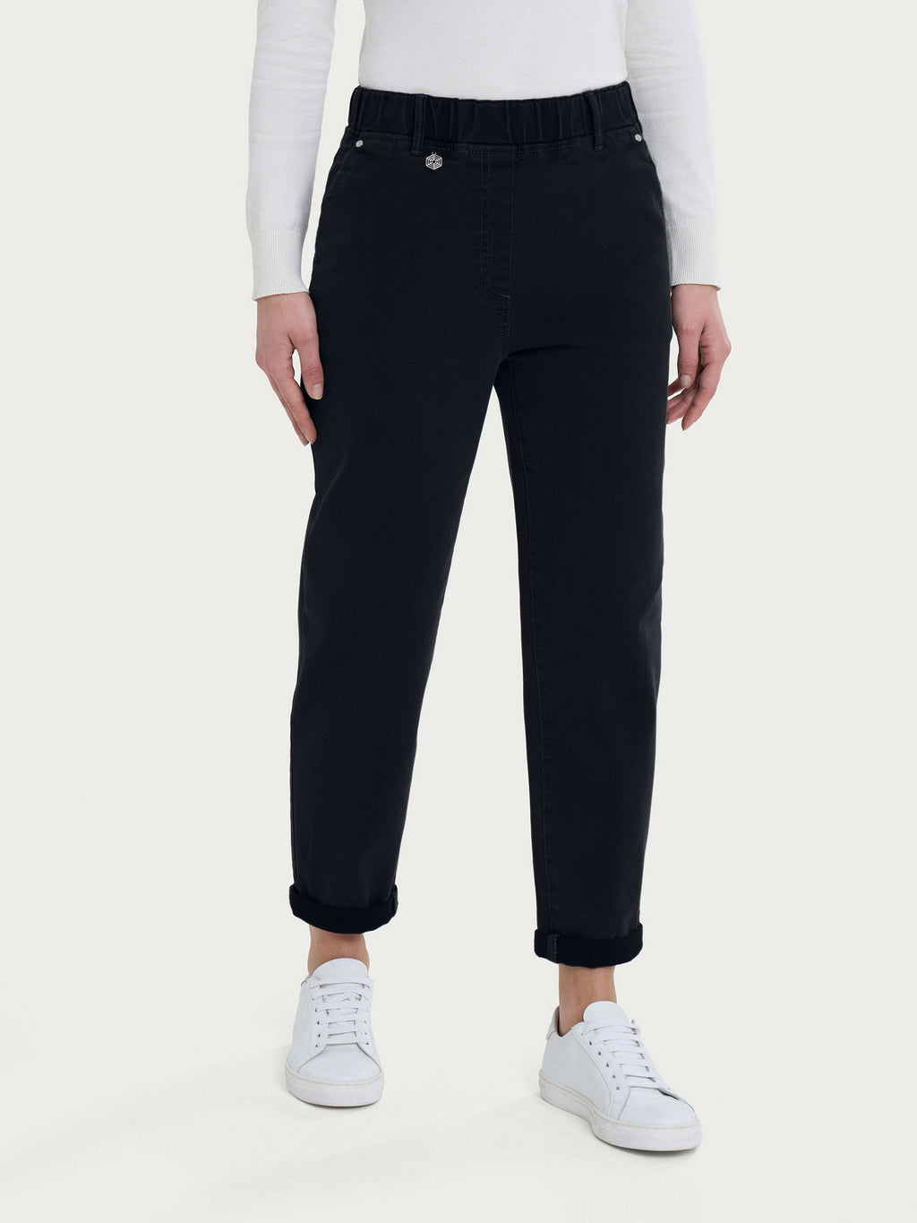 Ragno Super Denim jeans carrot donna neri vita elasticizzata