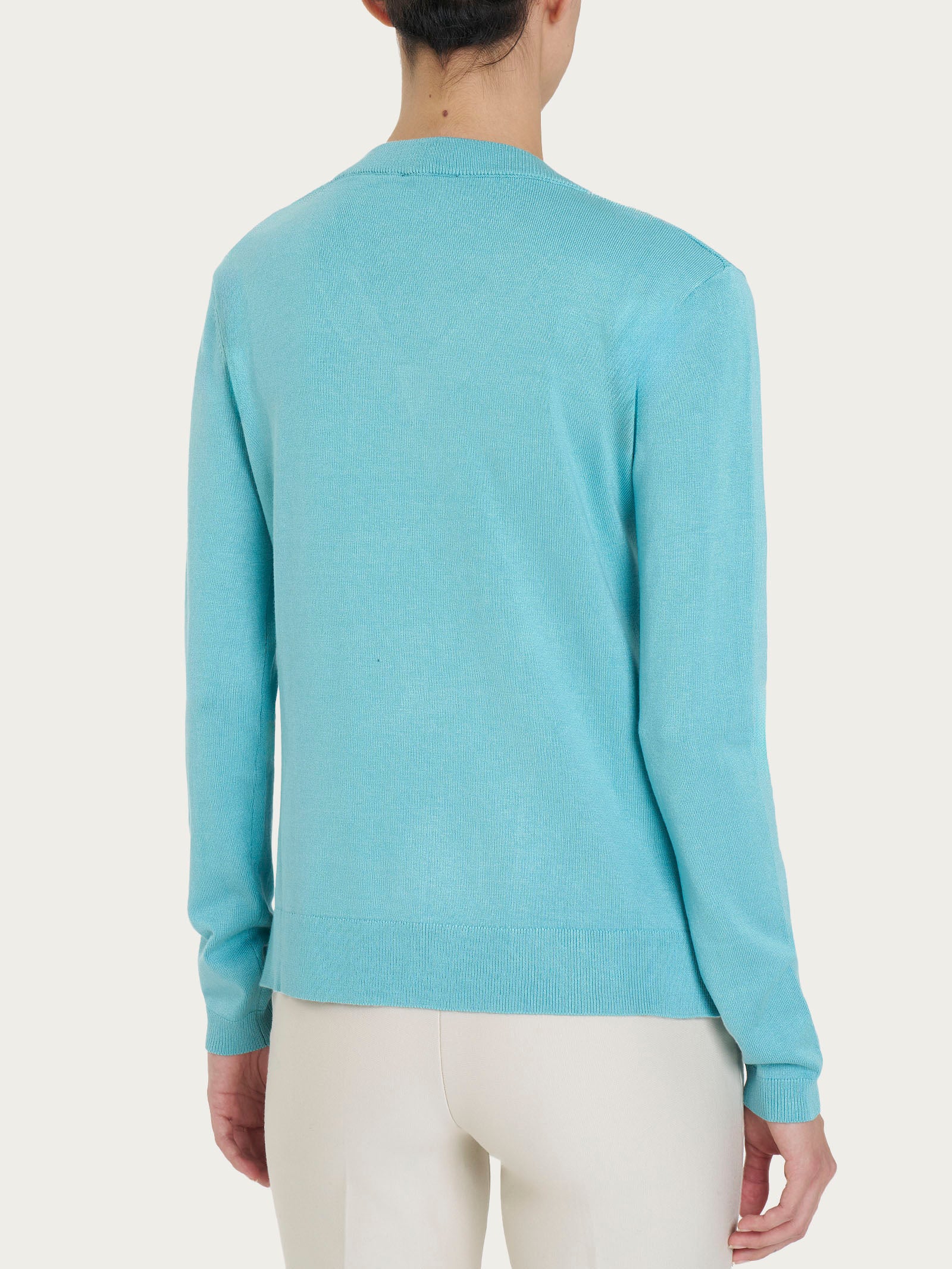 Ragno Four Seasons maglia scollo V donna Nile Blue viscosa