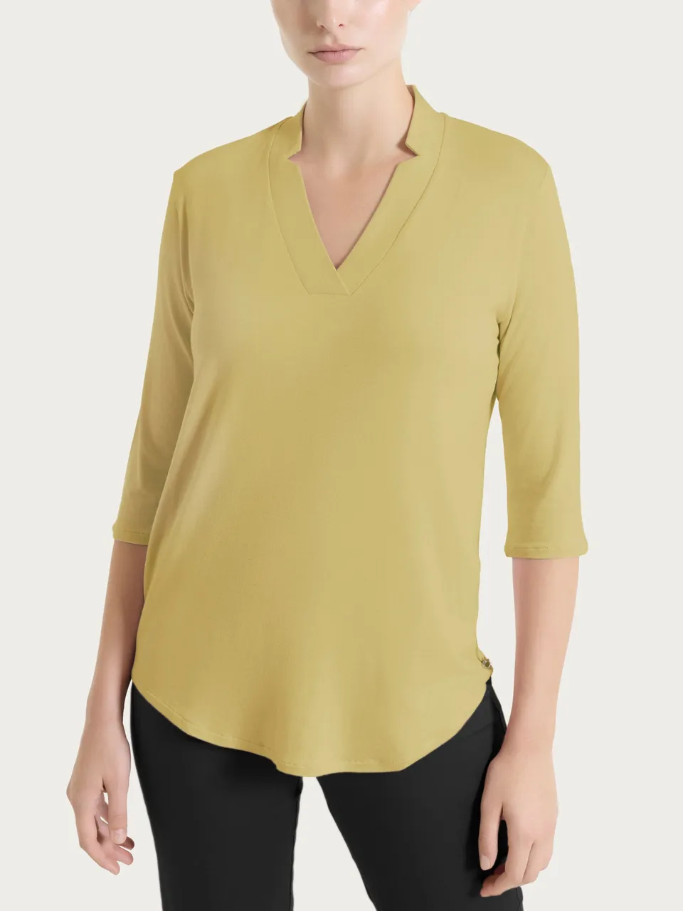 Ragno Viscosa Summer maglietta scollo V khaki manica 3/4