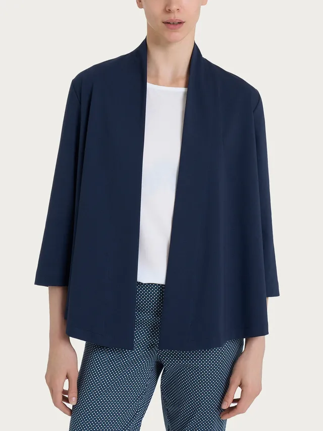 Ragno Compact Light cardigan aperto Bleu manica 3/4 leggero