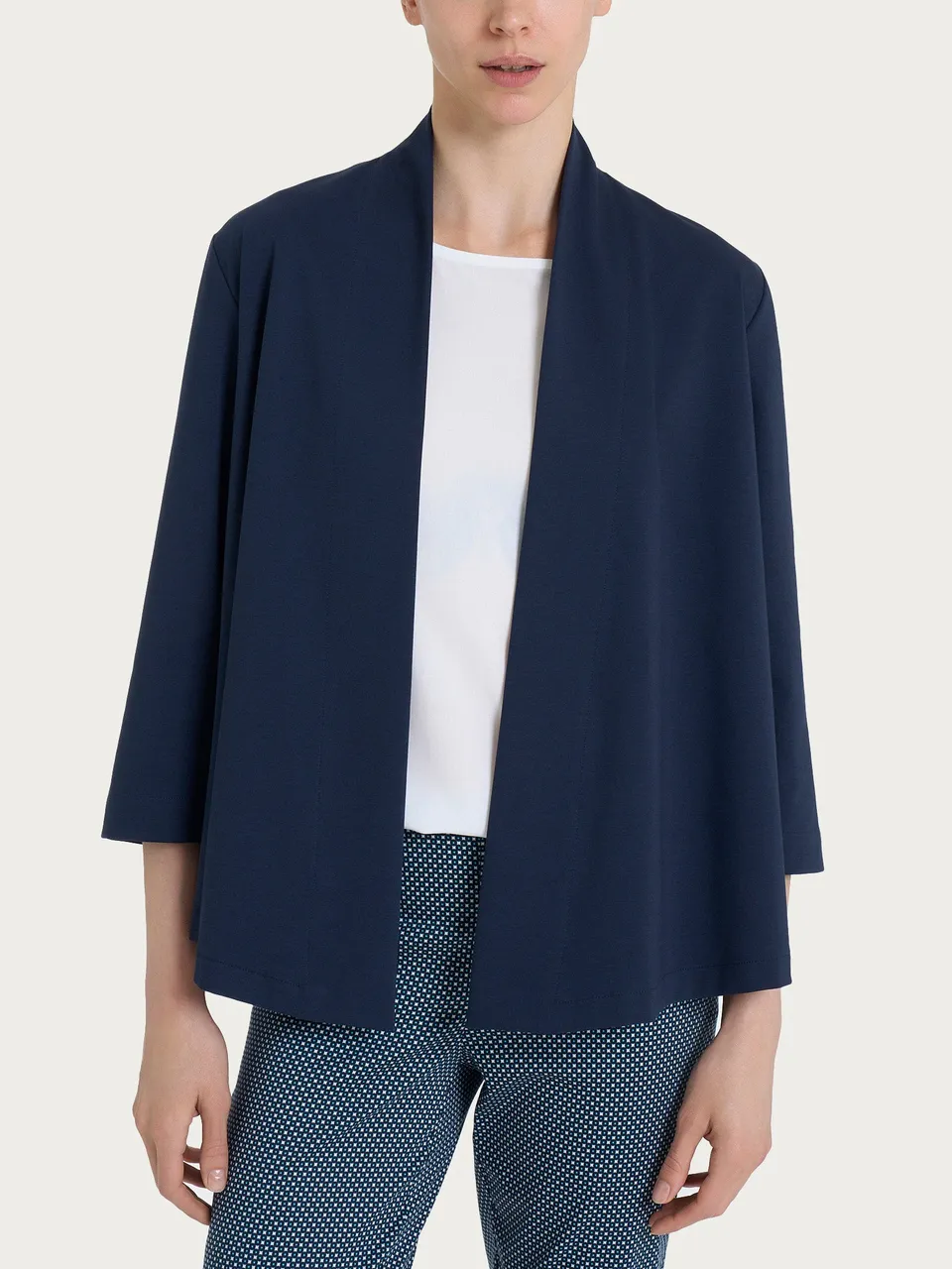 Ragno Compact Light cardigan aperto Bleu manica 3/4 leggero