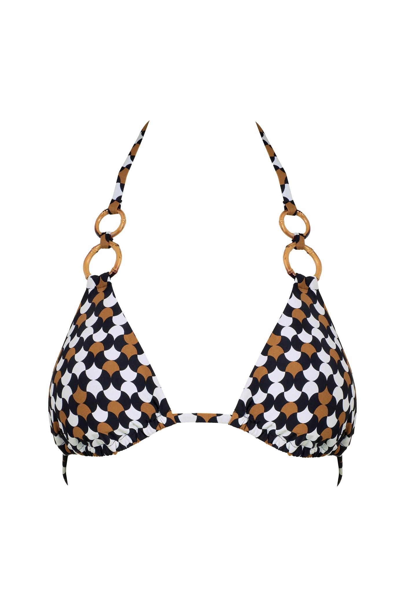 Goldenpoint Twist top bikini triangolo fantasia geometrica