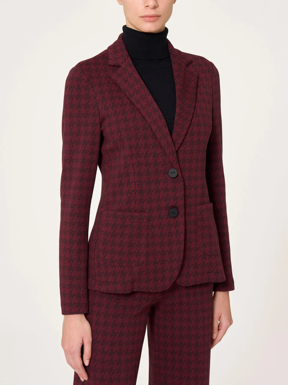 Ragno Eco Jacquard Blazer donna 2 bottoni fantasia tibetan red