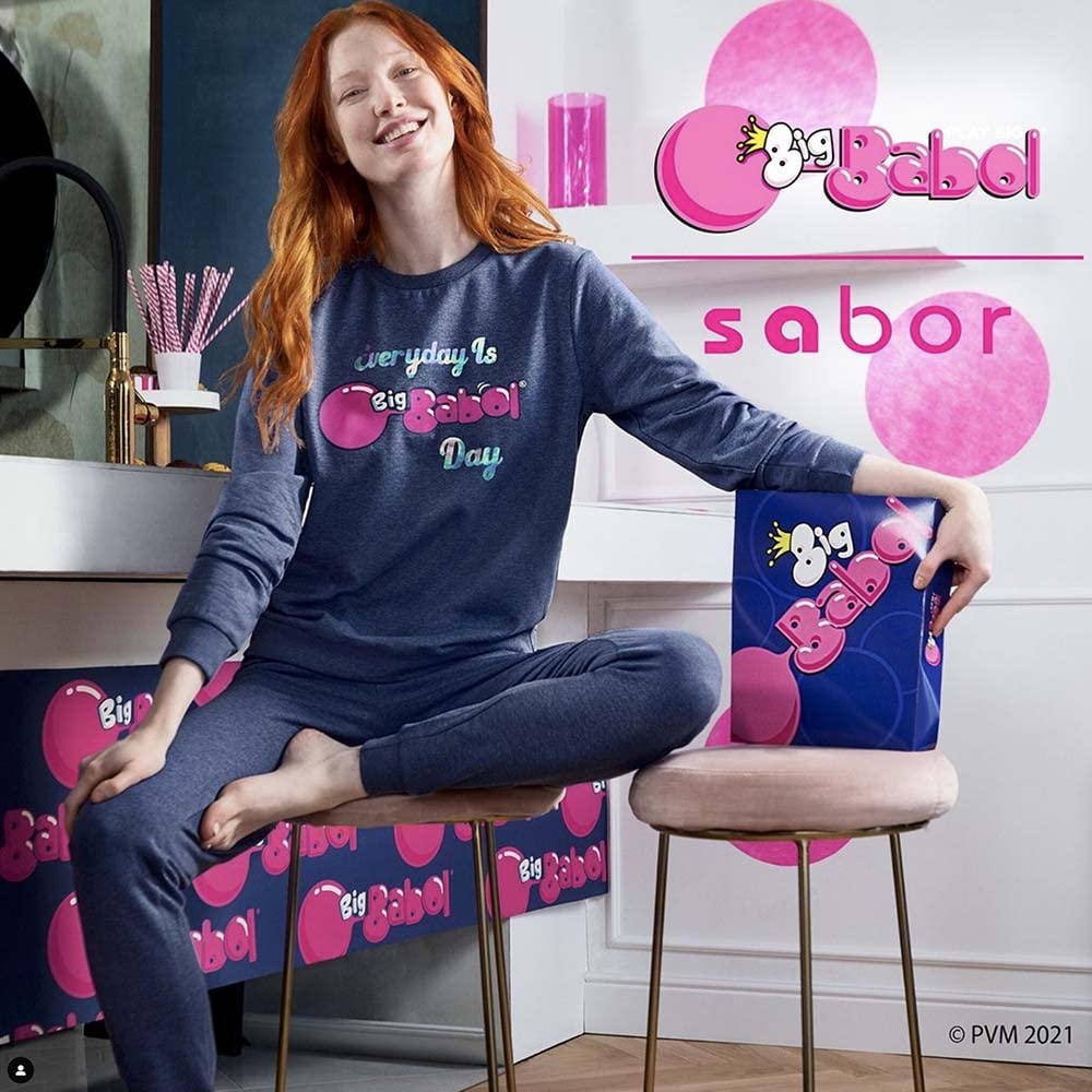 Lady C Sabor Big Babol Pigiama Lungo Donna Cotone Caldo