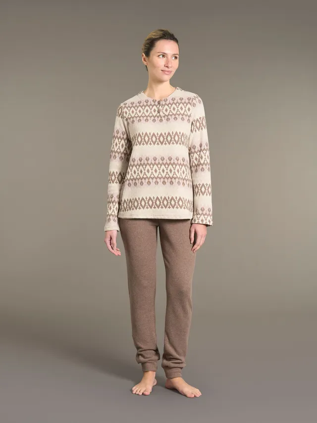 Ragno Pigiama Lungo Serafino Pile Cotone Fant.Cammello invernale