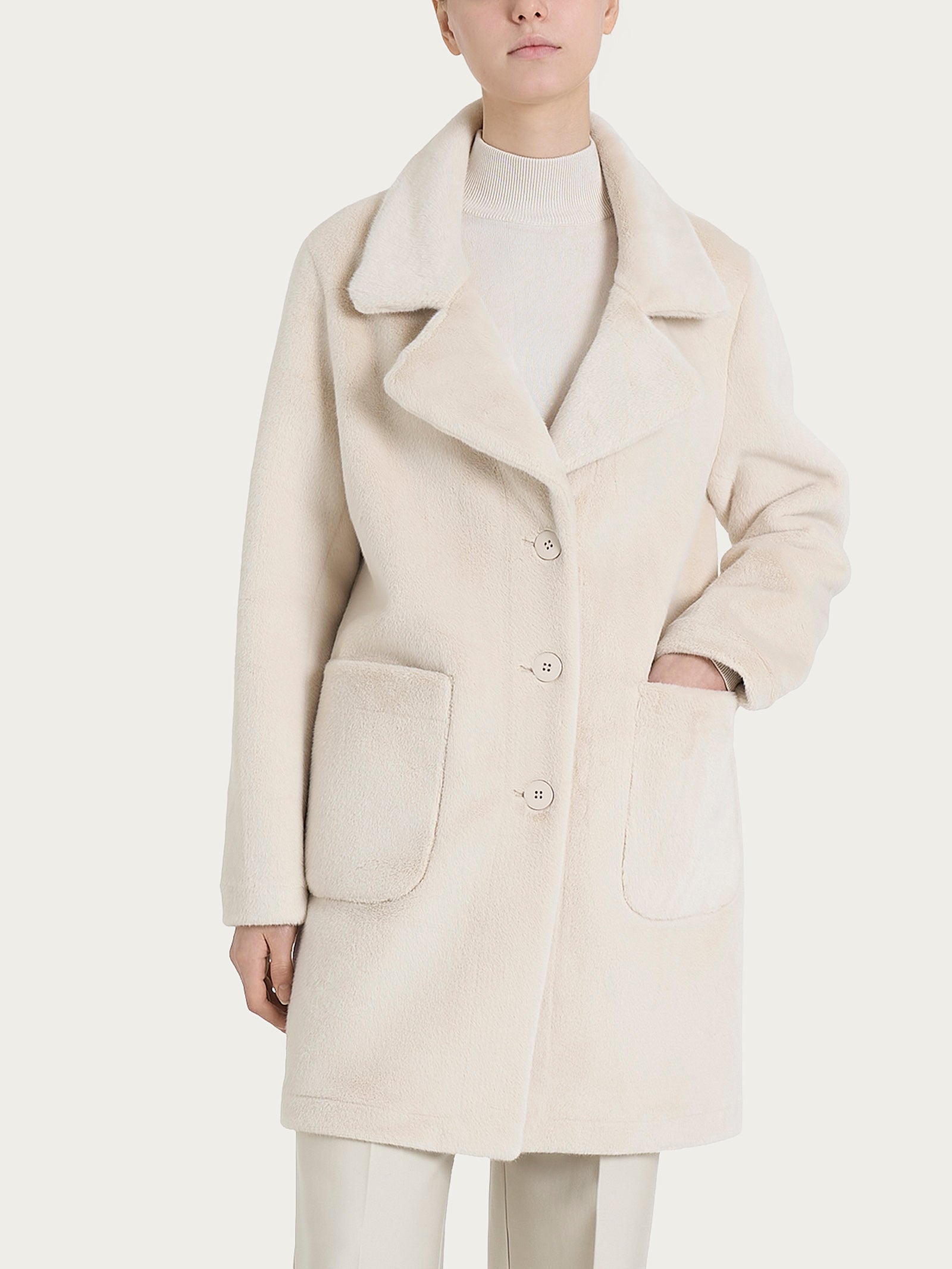 Ragno Comfort cappotto corto donna double-face champignon