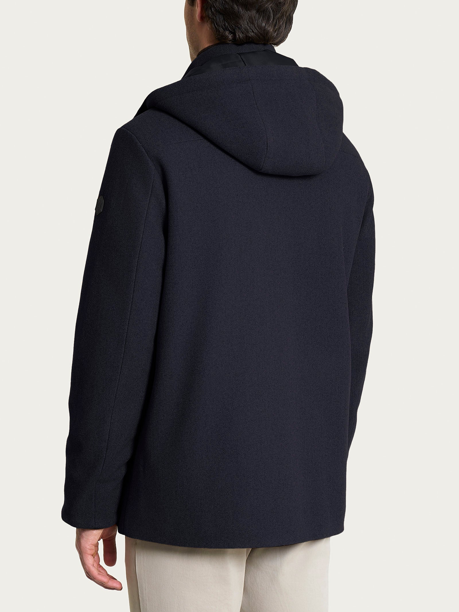Ragno Vegan Wool Parka Uomo Blu con Cappuccio