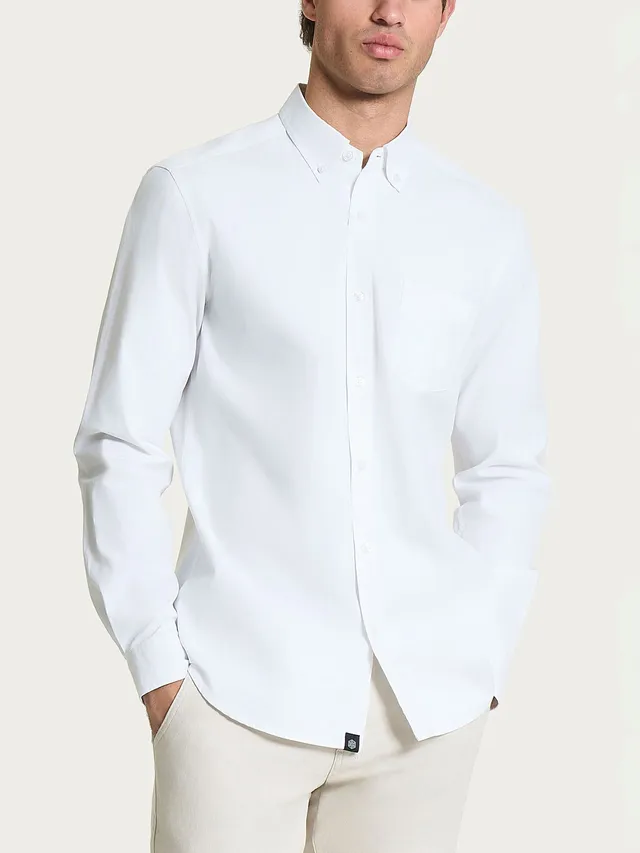 Ragno Oxford Double Twisted Button Down camicia uomo bianco cotone