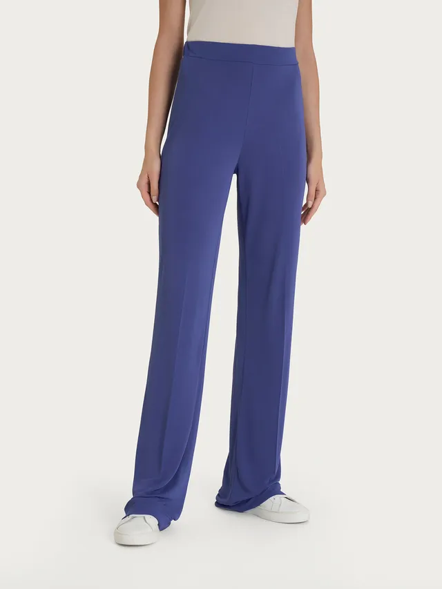 Ragno Relaxed Wide Pants pantalone largo blu satin fresco