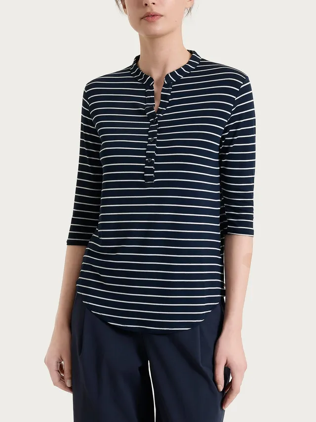 Ragno Summer Light serafino maglietta righe Fant.Bleu fresca