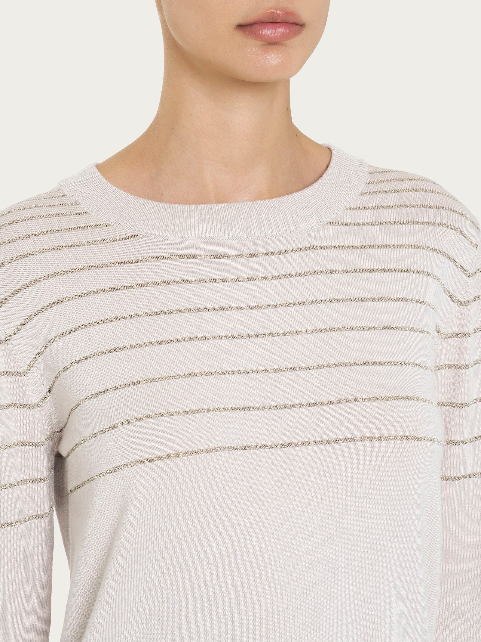 Ragno Four Seasons Girocollo Maglia Righe Lurex Champignon