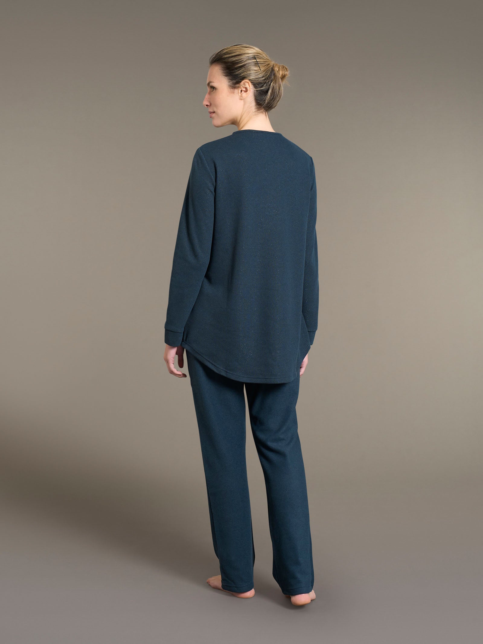 Ragno Jersey Pigiama Lungo Serafino reflecting pond lurex