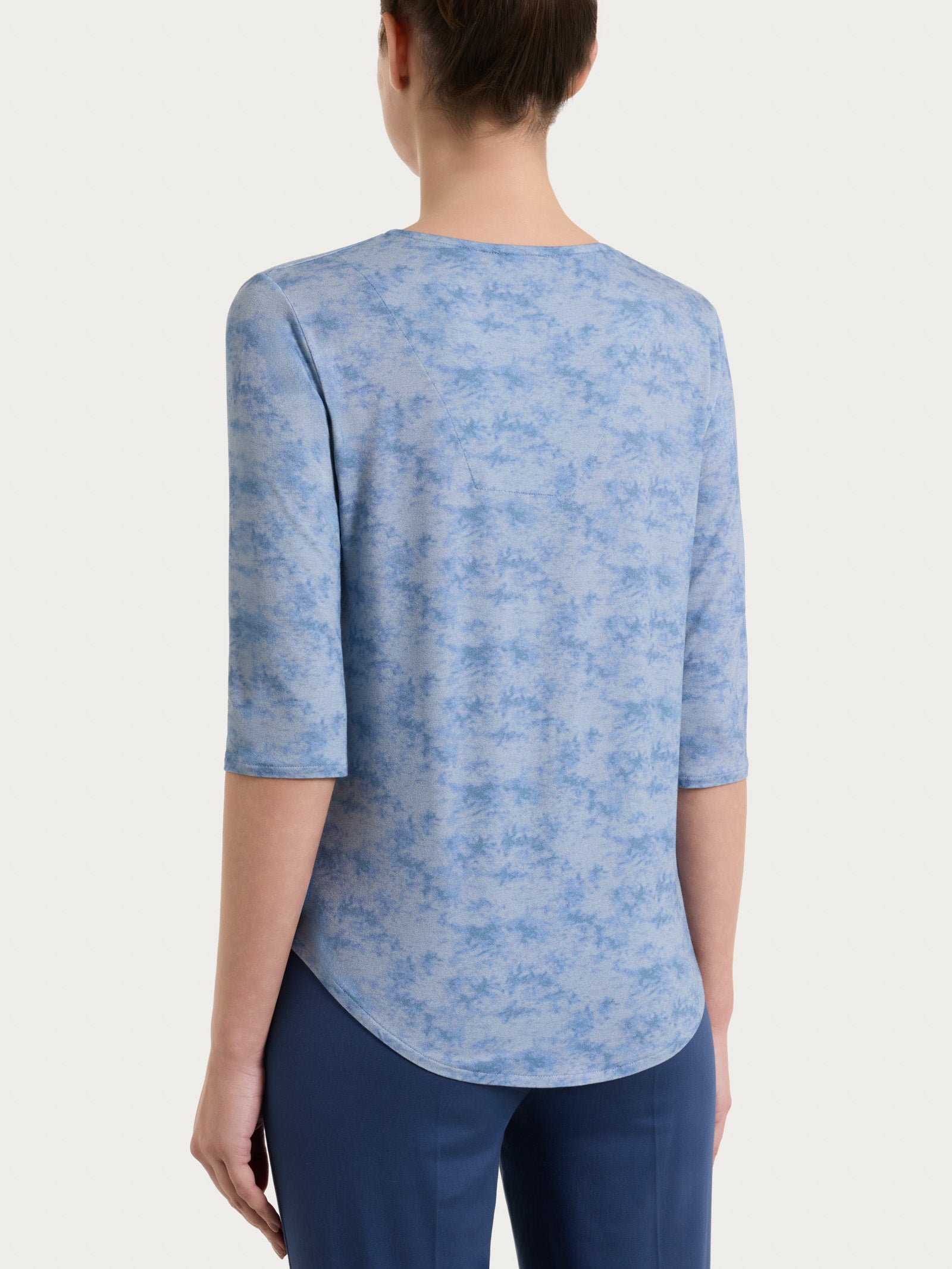 Ragno Viscosa Summer Maglietta Scollo V Dusty Blue manica 3/4