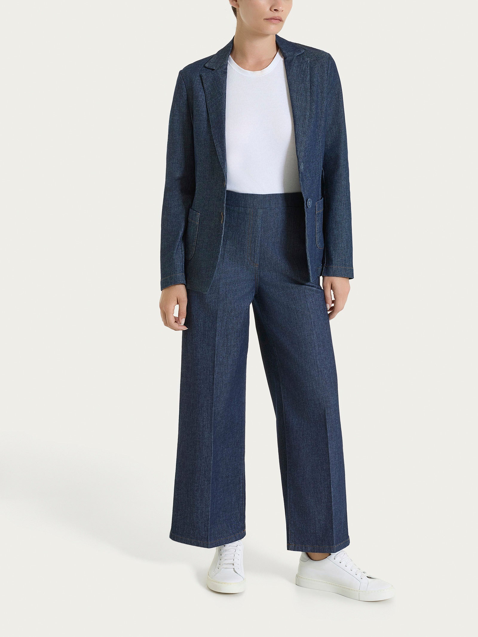 Ragno Super Denim Jeans cropped gamba larga indigo