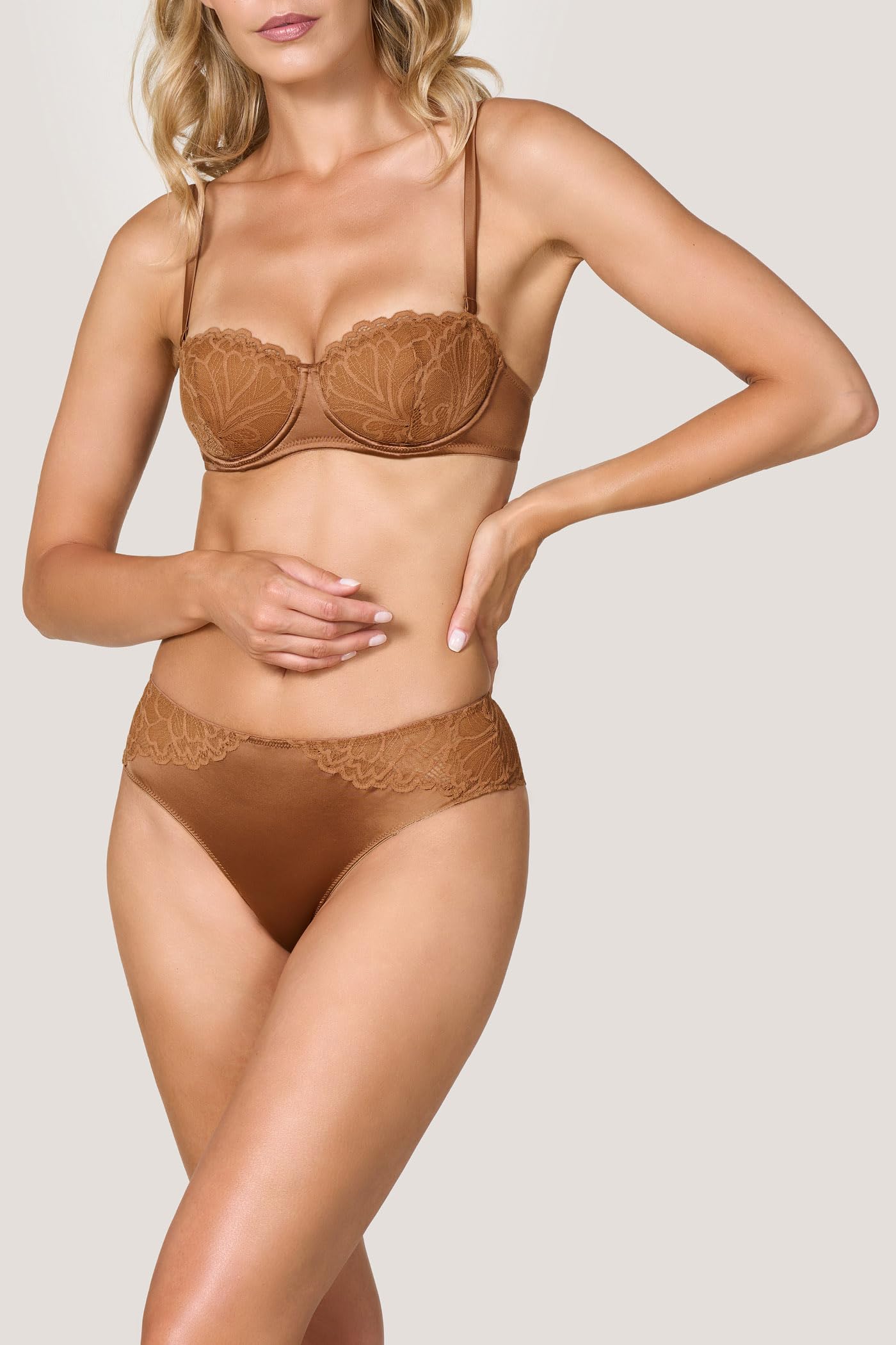 Goldenpoint Acanto Leaf slip fianco alto pizzo foliage cotone