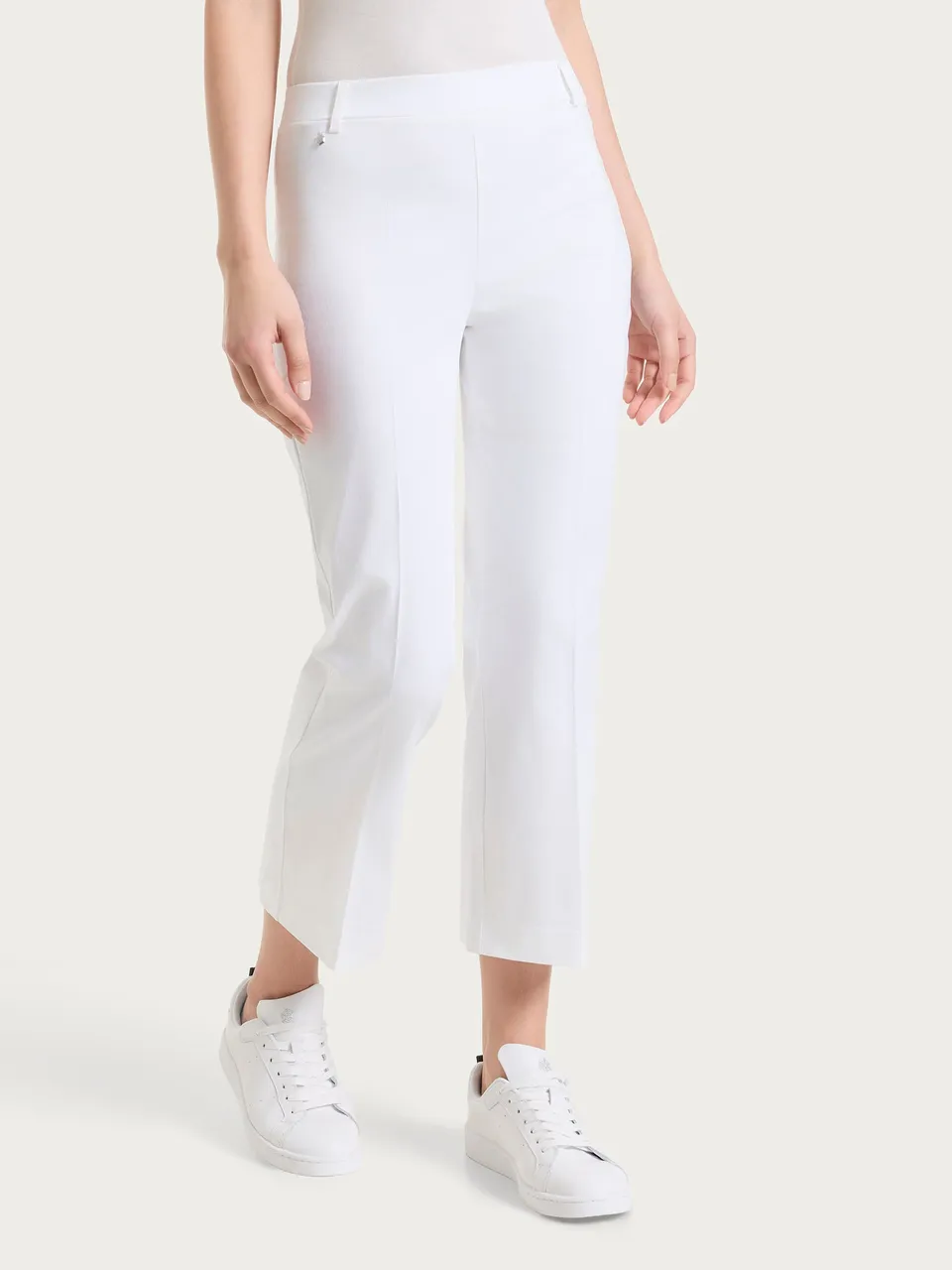 Ragno Gem Pantalone Flare Caviglia Satin Bianco