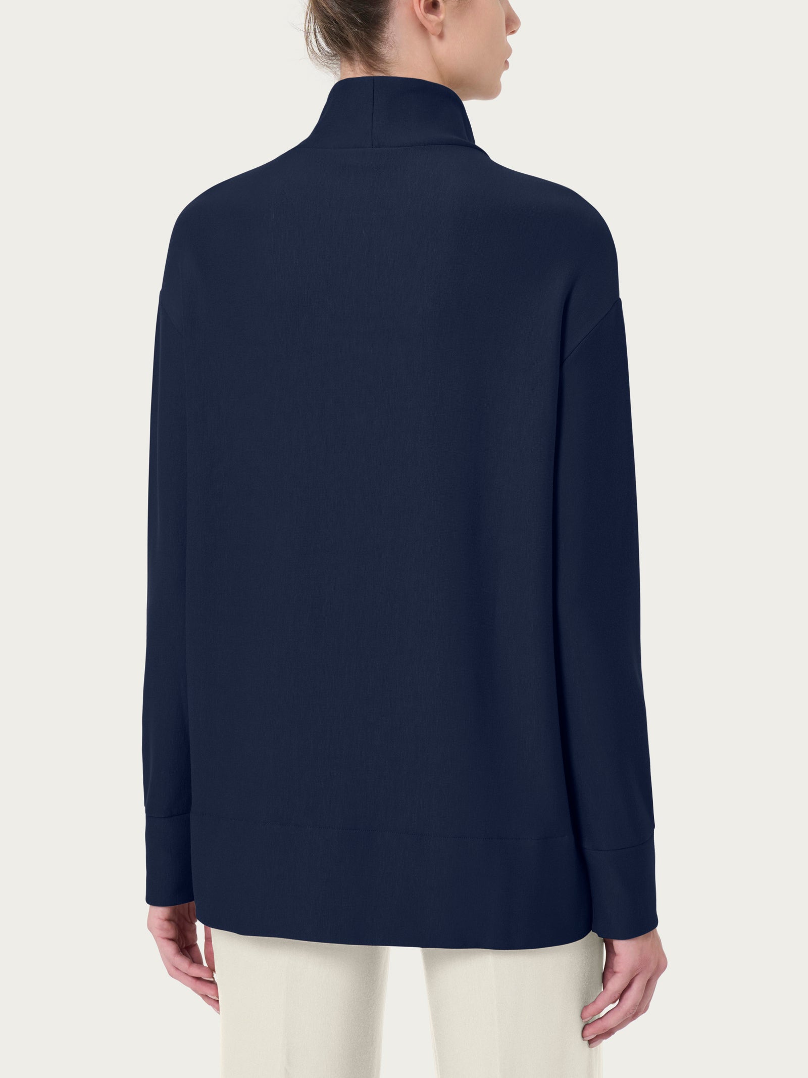 Ragno Relaxed Felpa Collo Alto Blu viscosa