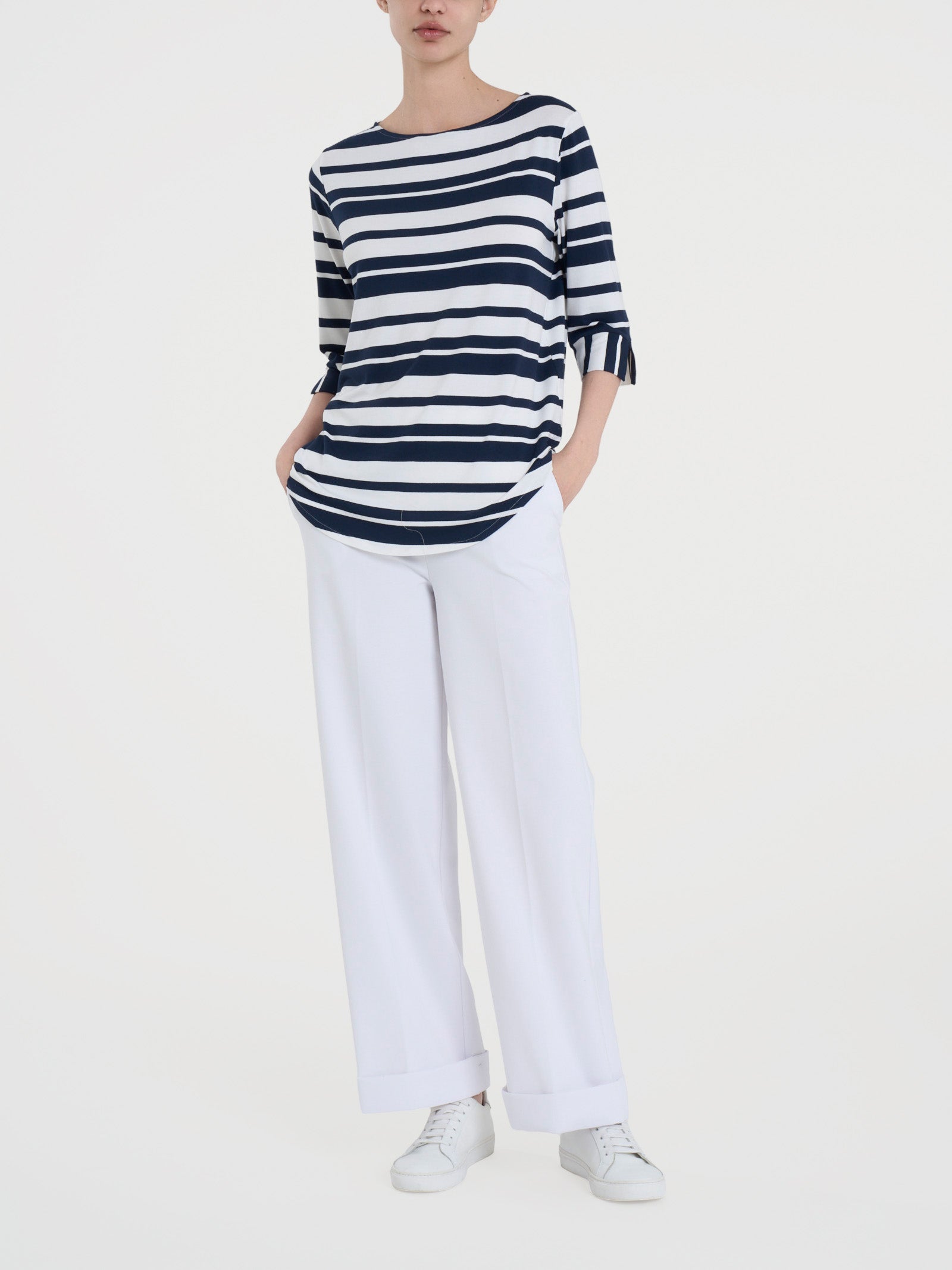 Ragno Viscosa Summer Maglietta 3/4 maglietta righe bleu elastica