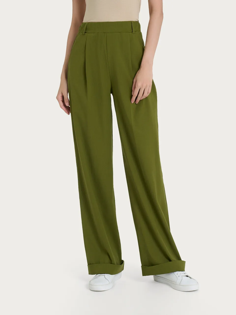 Ragno Super Natural pantalone ampio verde Sphagnum
