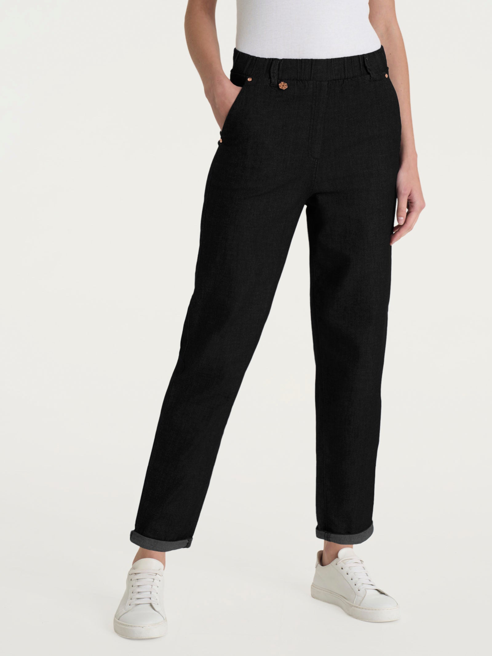 Ragno Light Denim jeans carota donna Nero cotone elasticizzato