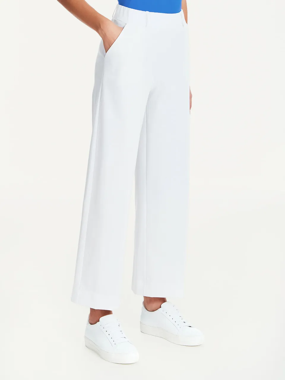 Ragno Compact Light Pantaloni cropped larghi Bianchi tasche