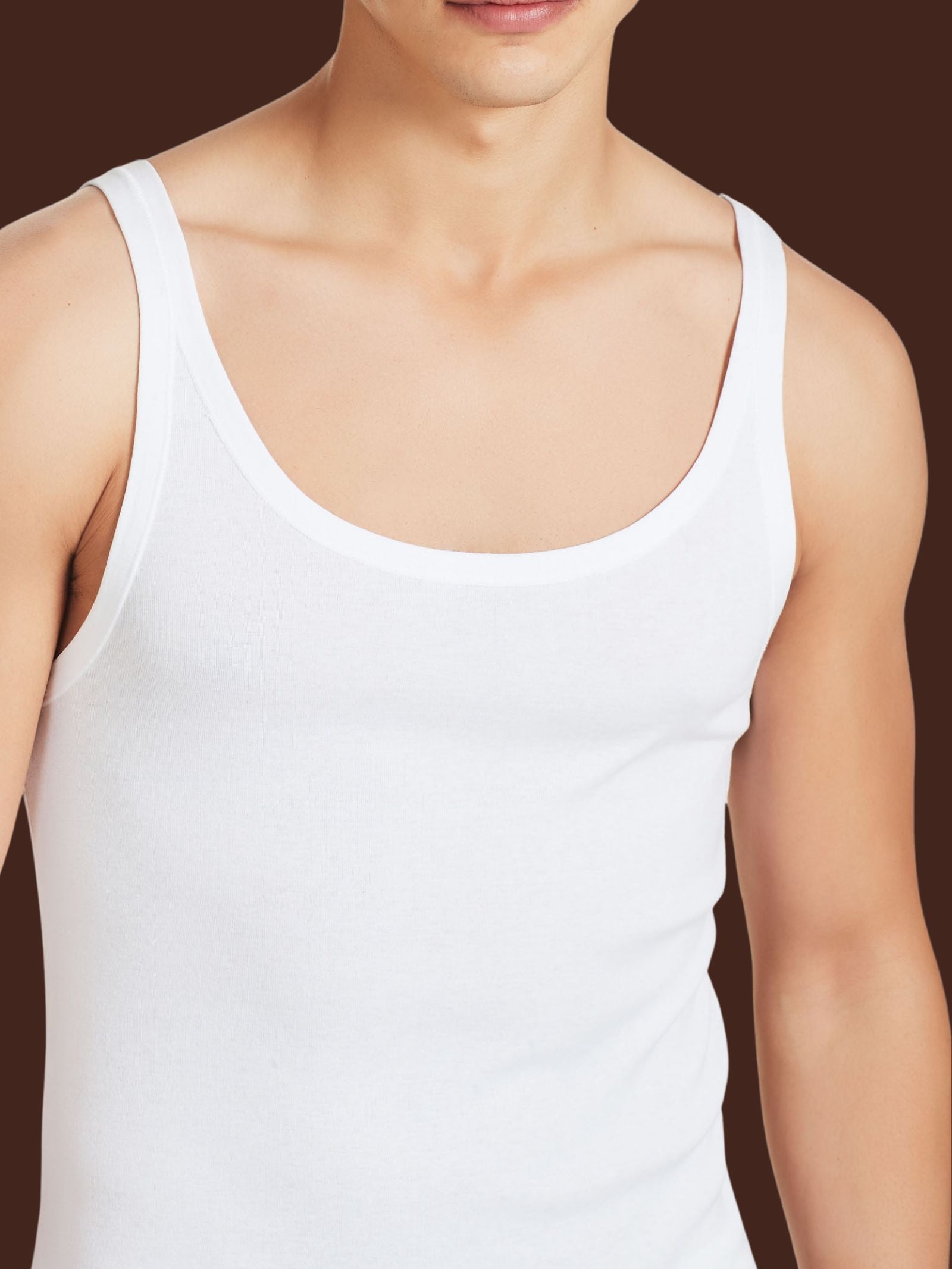 Ragno Rib Canottiera uomo White cotone spalla stretta