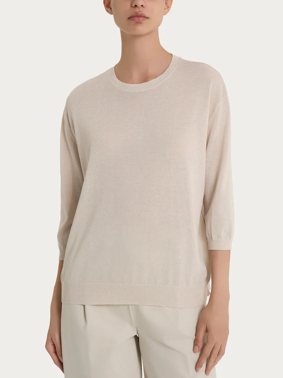 Ragno Maglia Girocollo Manica 3/4 Champignon Viscosa