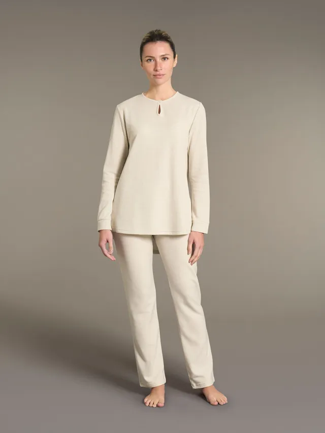 Ragno Cotton Eco Pile pigiama lungo goccia Off White caldo