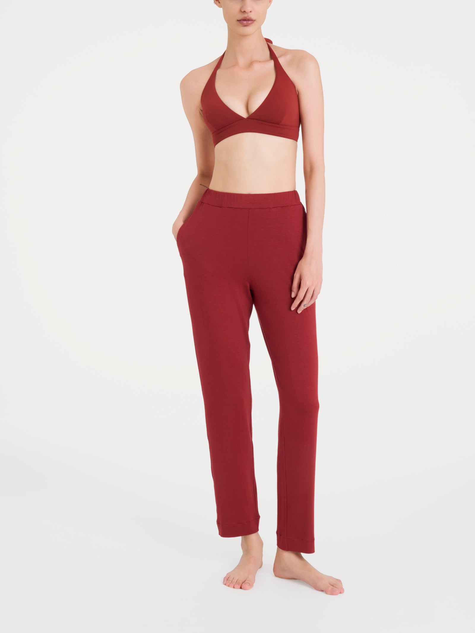 Ragno Pantalone Capri Sigaretta Viscosa Summer Brandy
