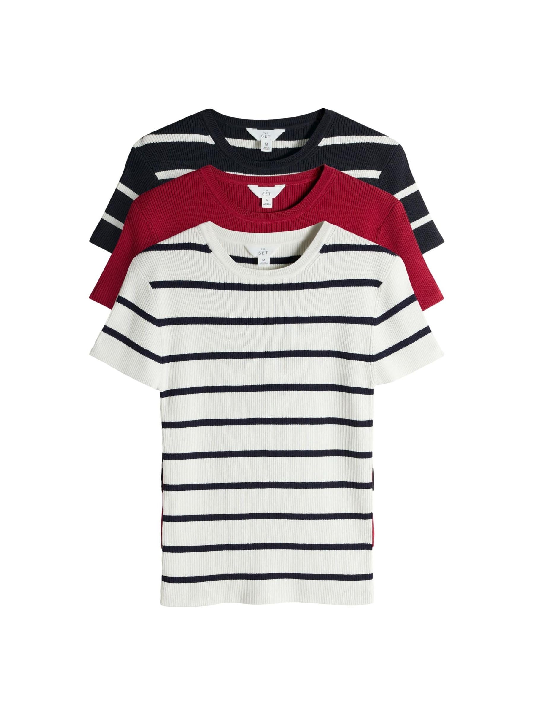Geo Next The Set T-Shirt Donna Confezione da 3 Maglia a Coste