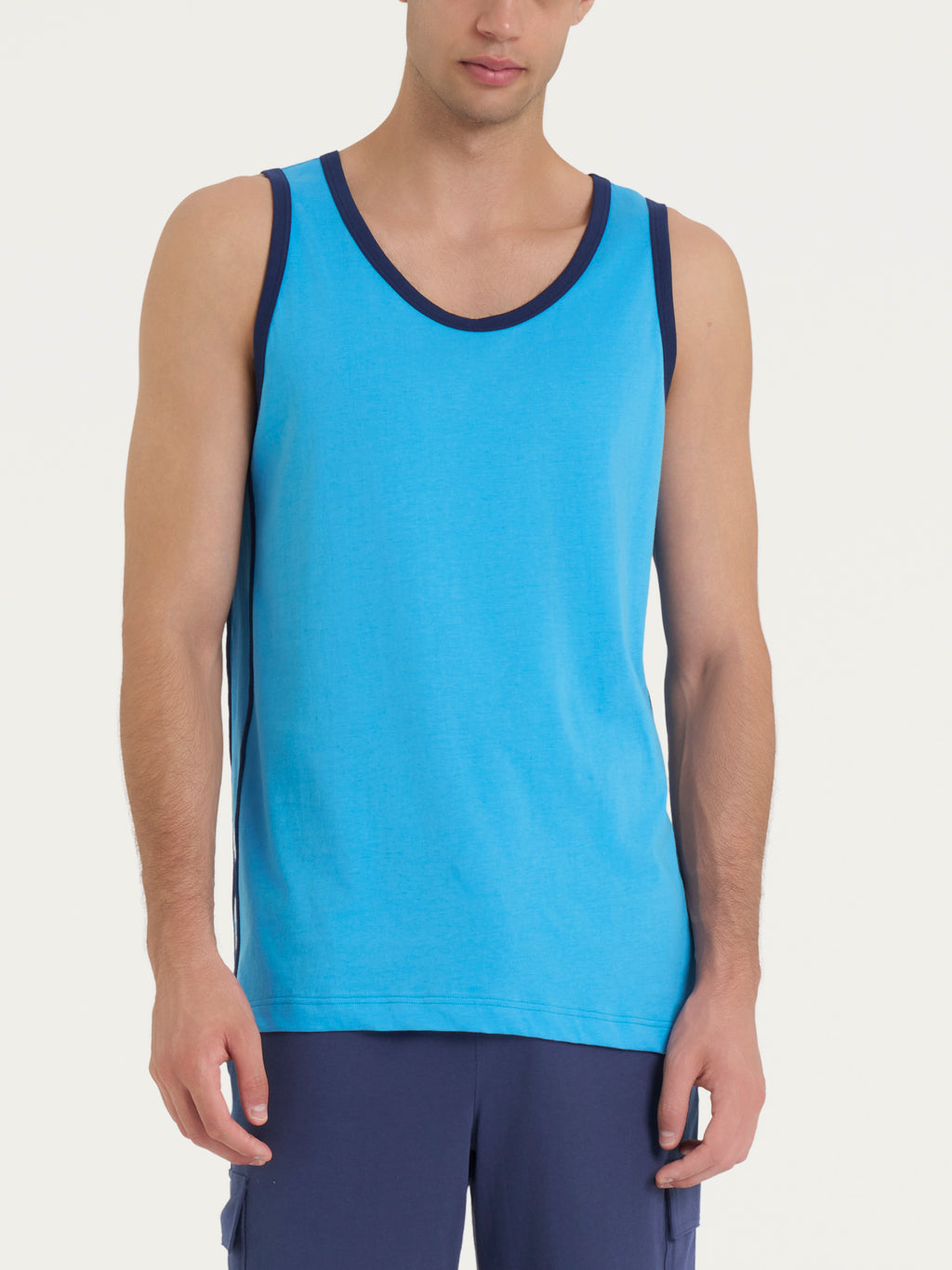 Ragno Canotta Spalla Larga Cotone Azure Uomo Leggera