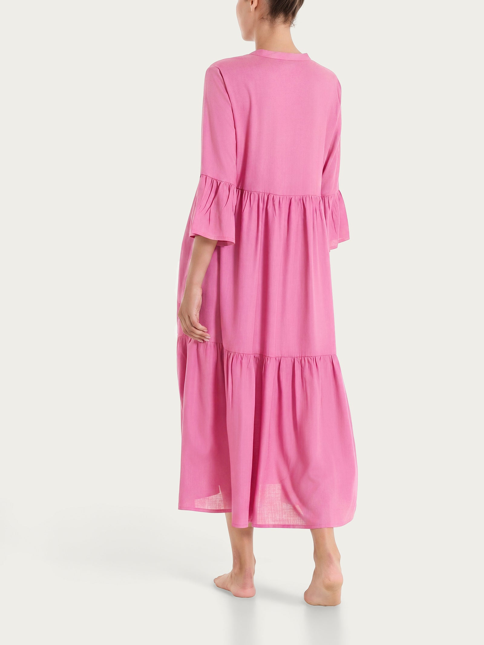 Ragno Beachwear Aperto Balze abito lungo rosa