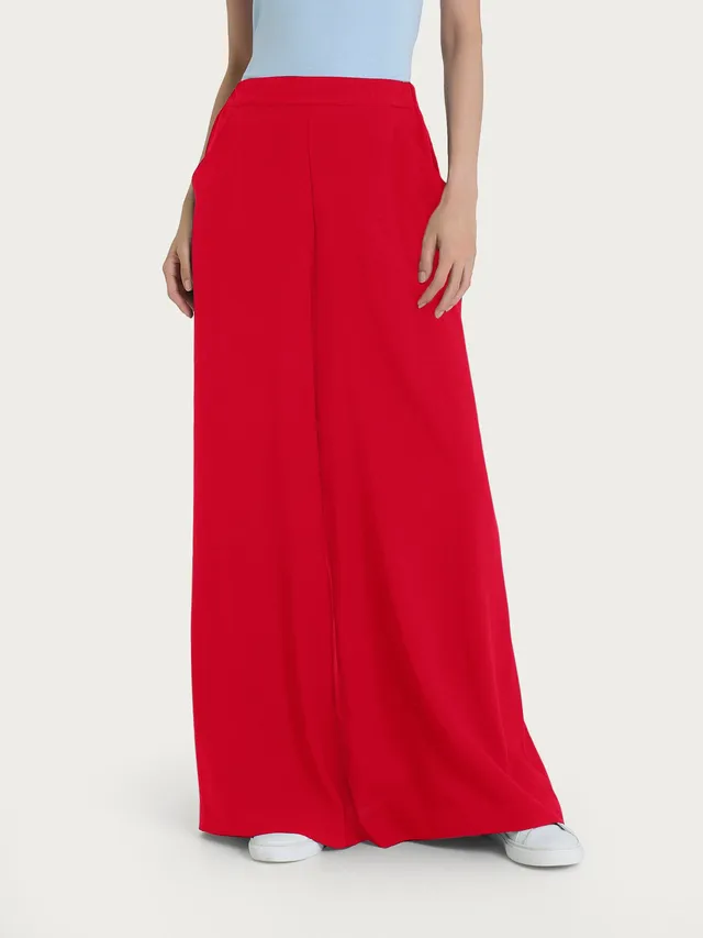 Ragno EcoSeta Pantalone palazzo Salsa viscosa con tasche