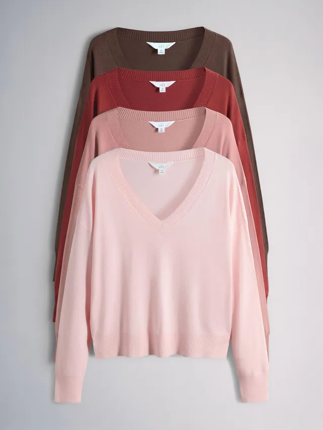 Geo Next The Set Maglione Donna Scollo a V Confezione 4 Pezzi Maglia Fine