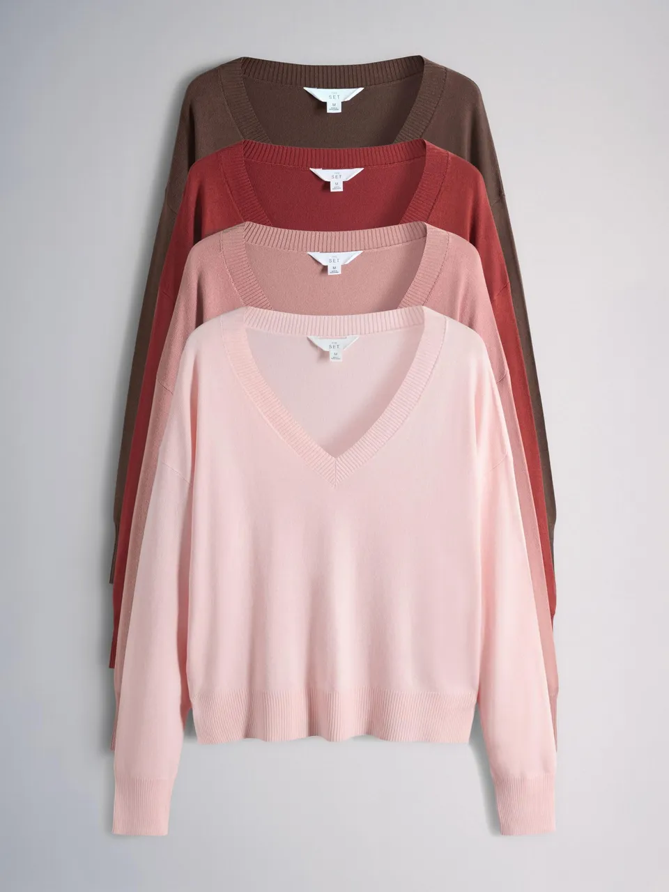 Geo Next The Set Maglione Donna Scollo a V Confezione 4 Pezzi Maglia Fine