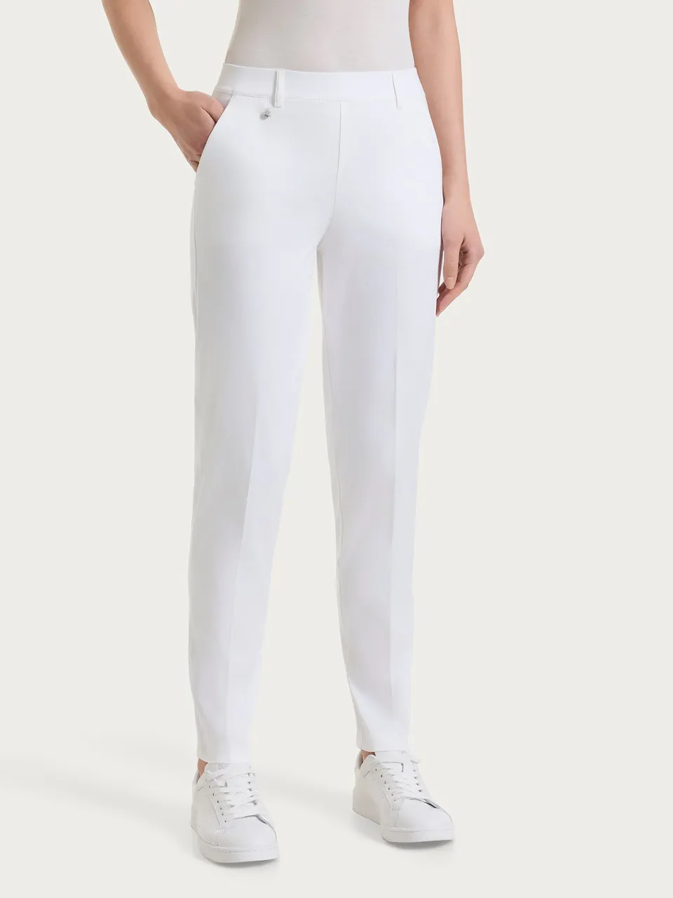 Ragno Satin Power pantalone chino slim con tasche Bianco cotone