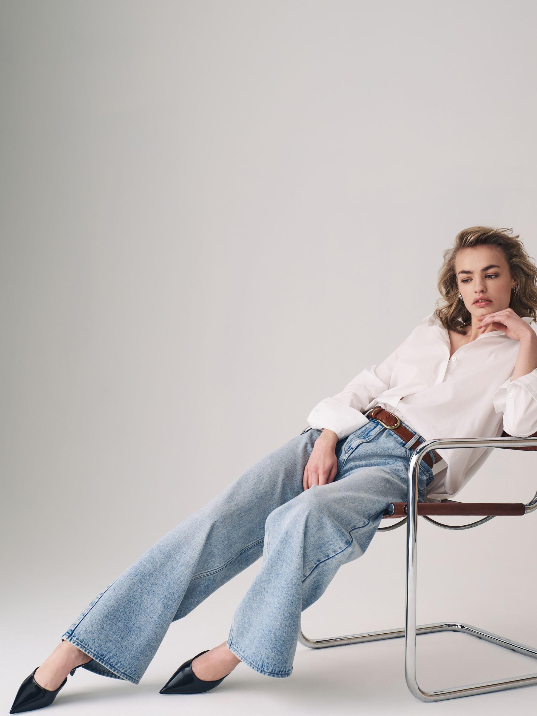Geo Next The Set jeans donna gamba larga cotone 2 pezzi
