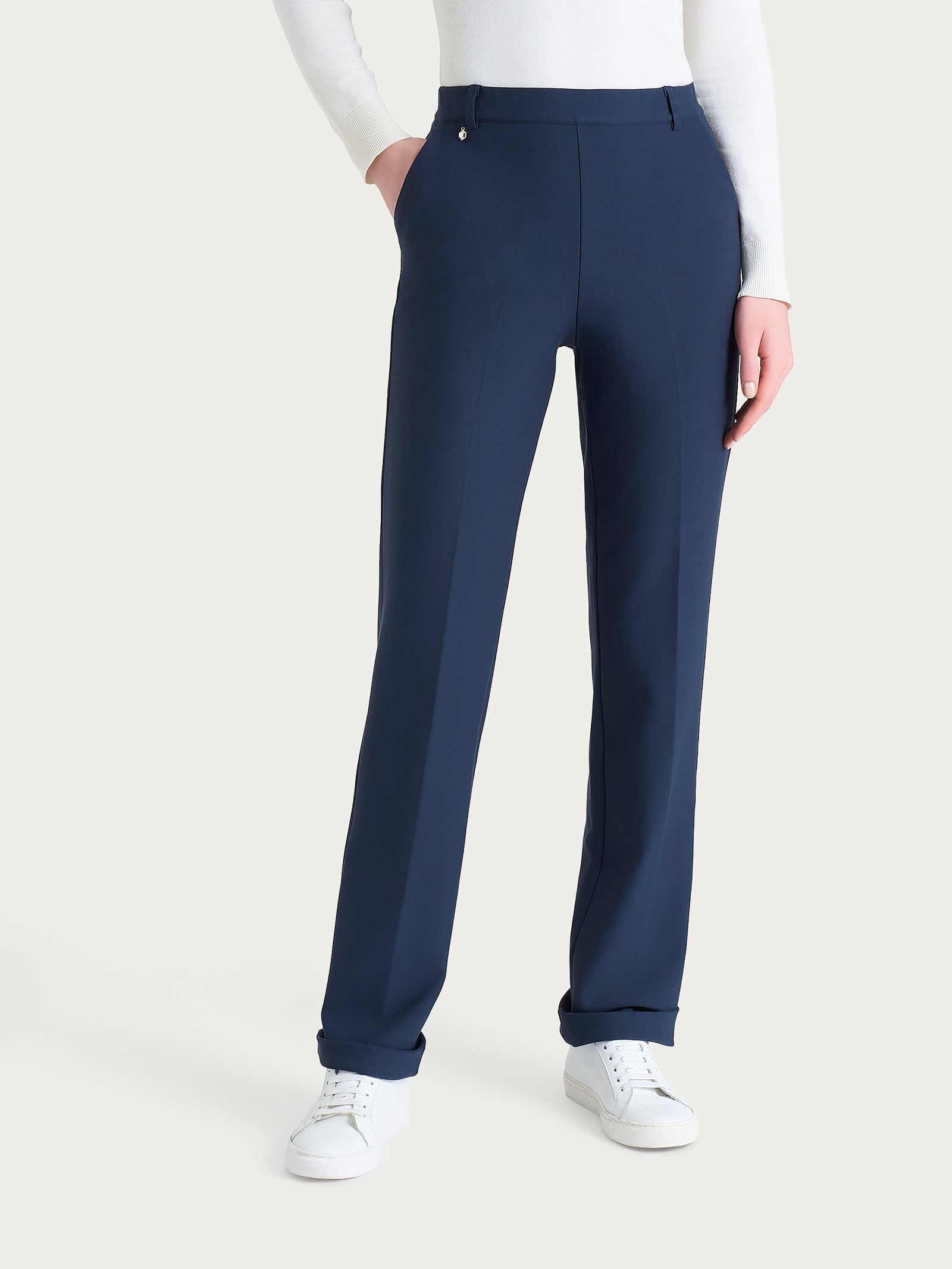 Ragno Compact pantalone ampio wide leg blu Persia
