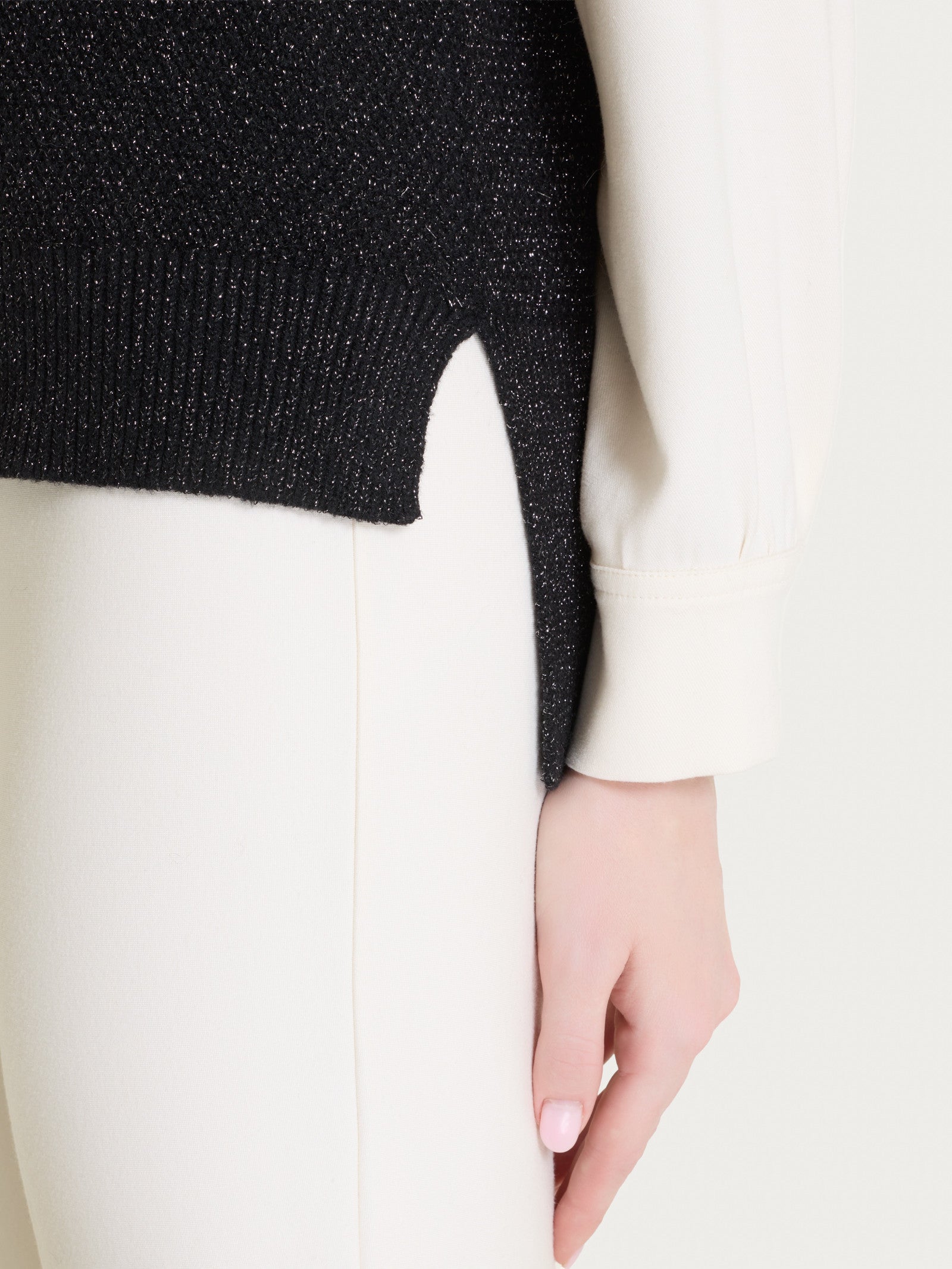 Ragno Soft Wool smanicato Fant Nero punto riso lurex