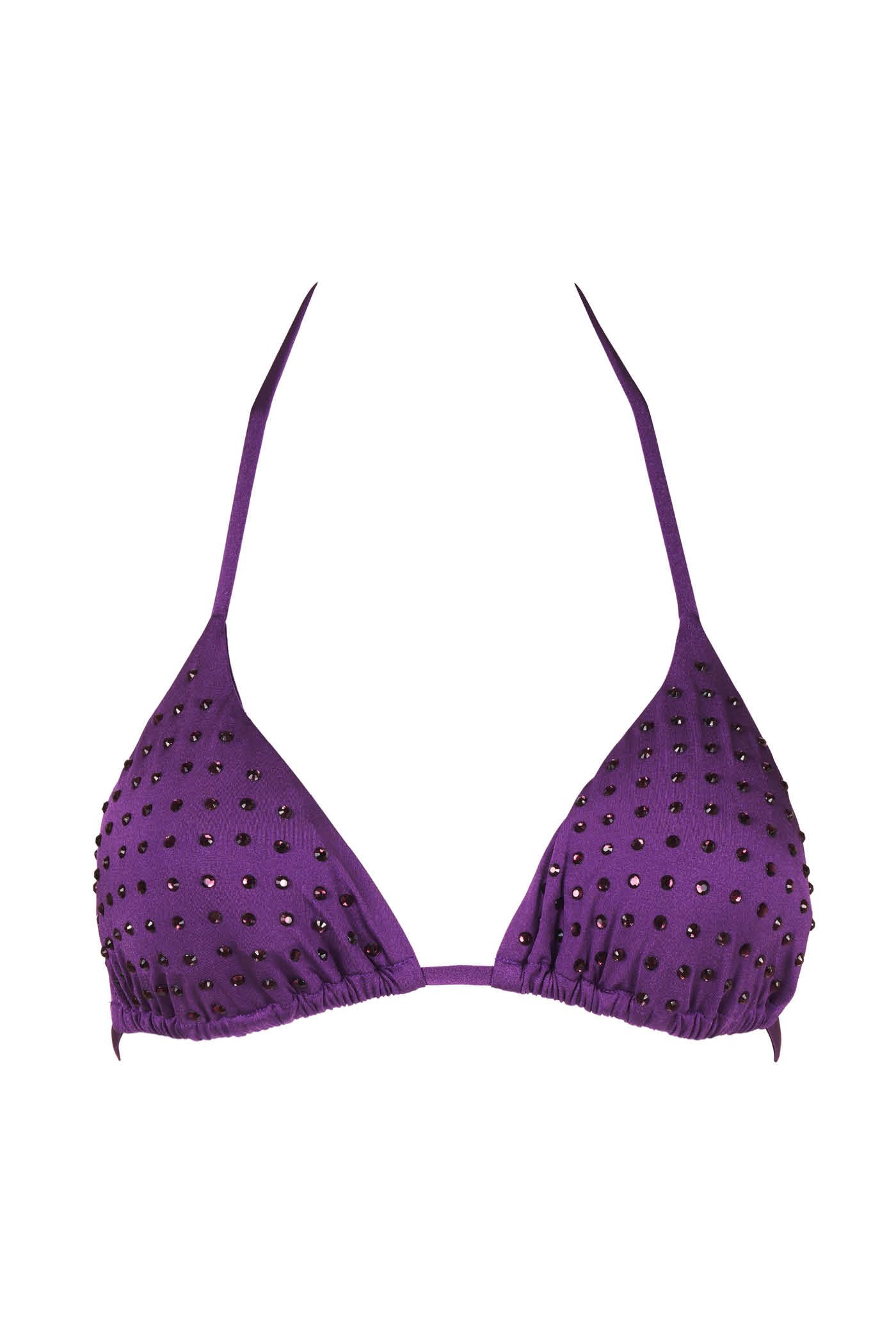 Goldenpoint Top Bikini Triangolo Tinta Unita con Strass