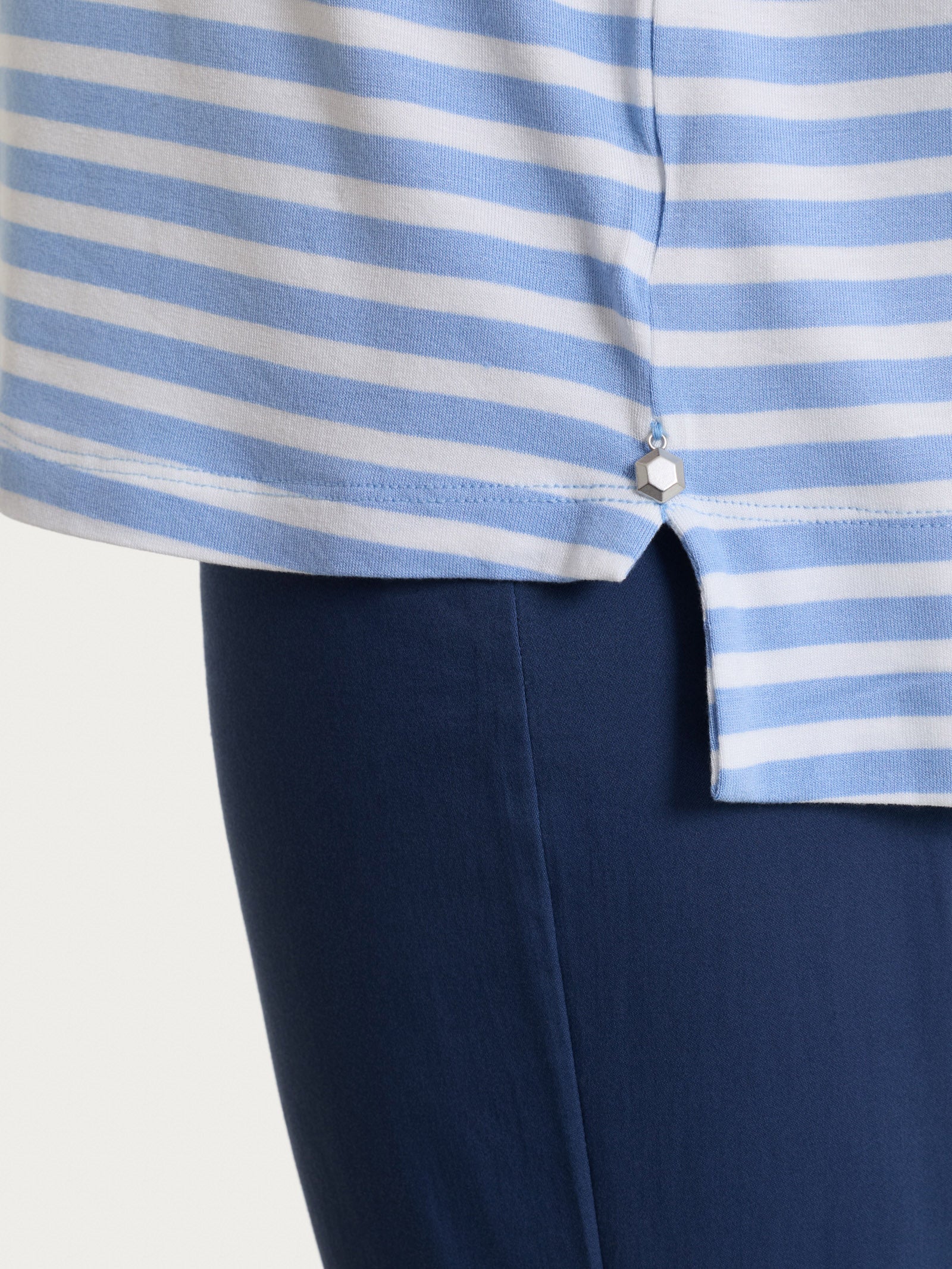 Ragno Viscosa Summer maglietta boxy righe Bel Air Blue