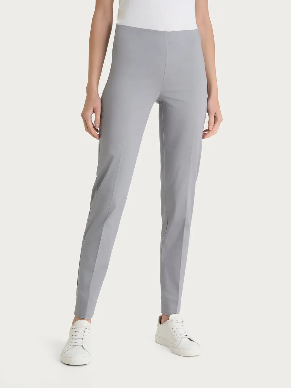 Ragno Satin Power pantaloni sigaretta grigi spacco cotone