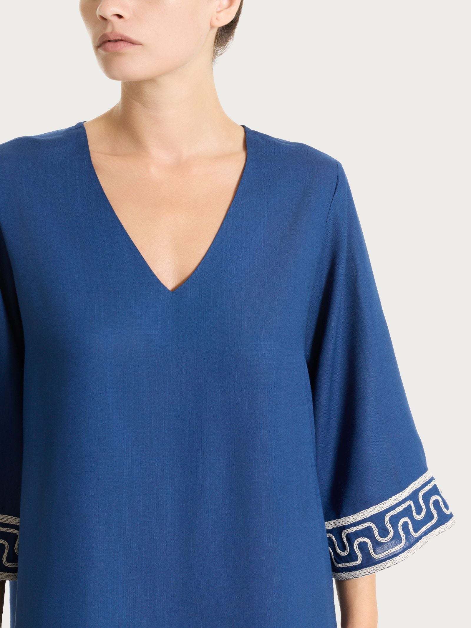 Ragno Beachwear abito corto mussola viscosa blu fantasia