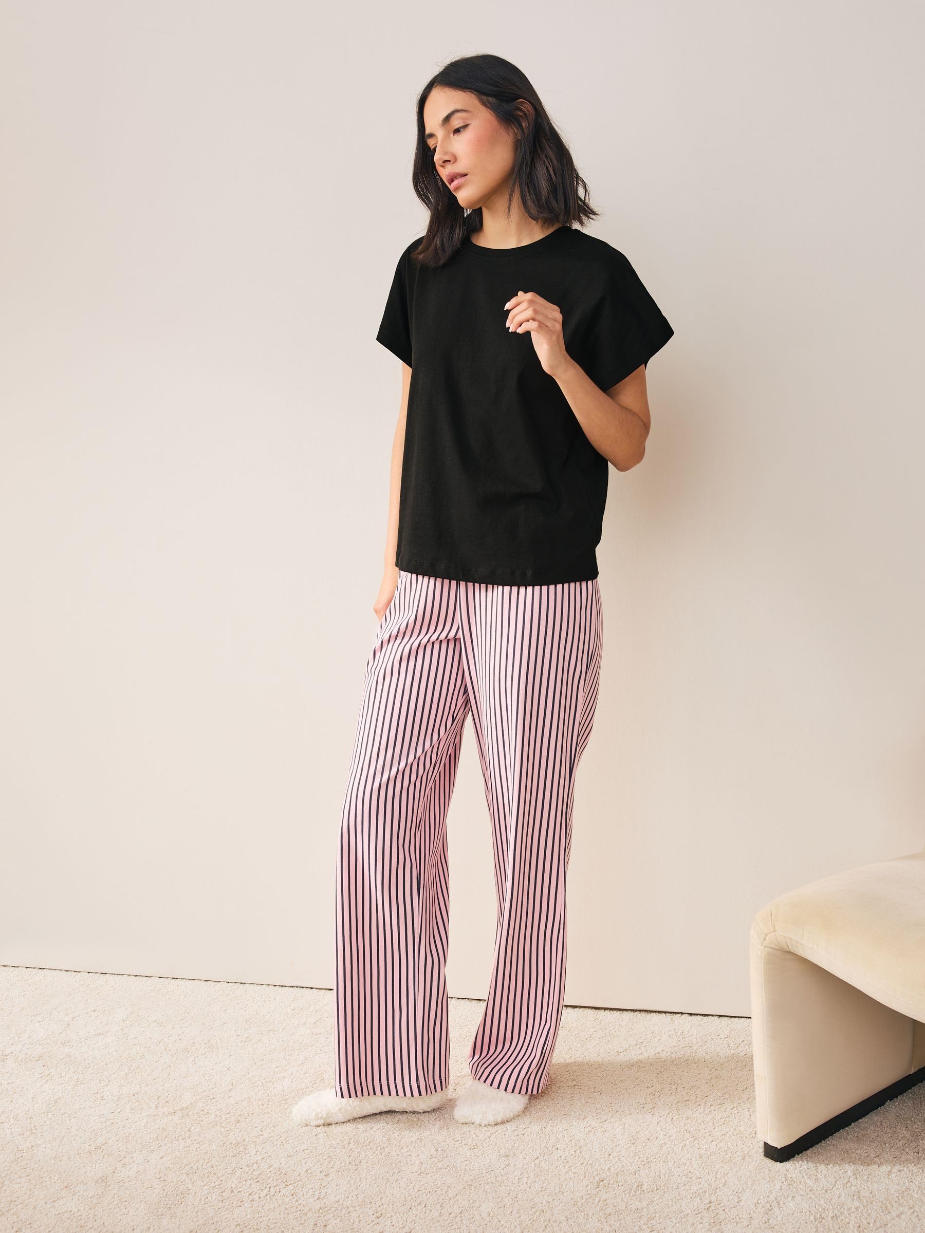 Next 2 pigiami maniche corte donna Monochrome Stripe