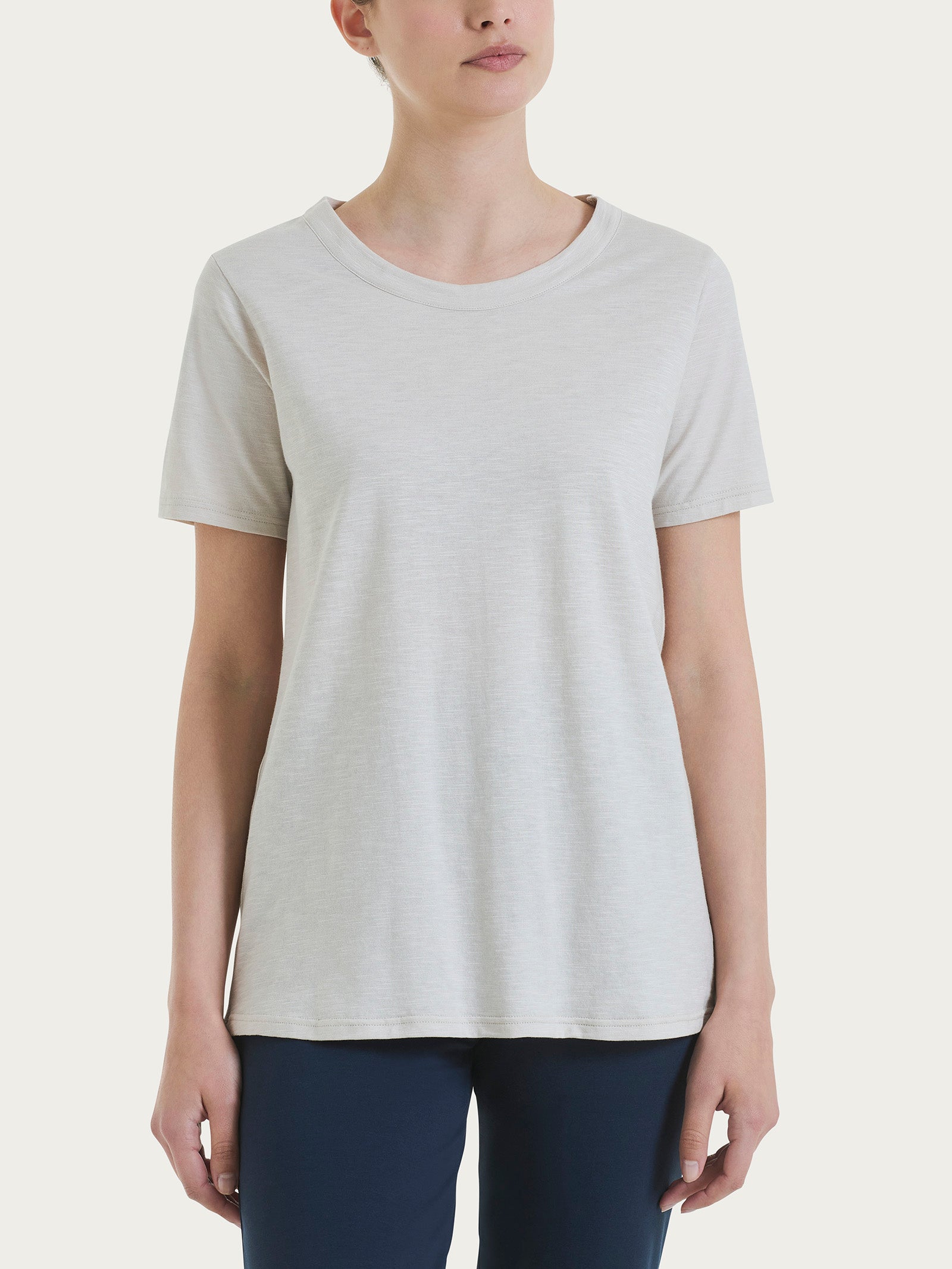 Ragno Slub Jersey t-shirt donna Champignon puro cotone