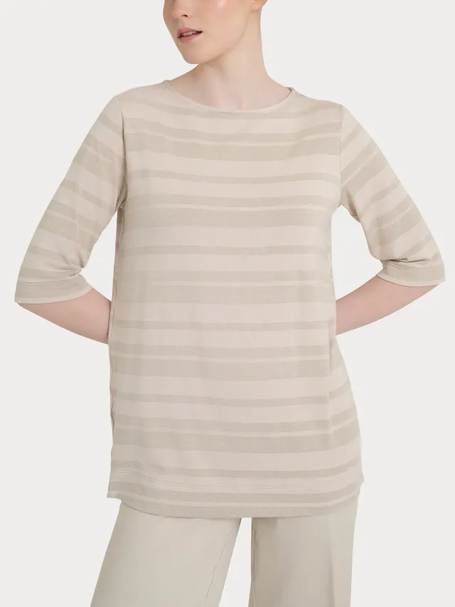 Ragno Viscosa Summer Maglietta Stripes Champignon righe lurex