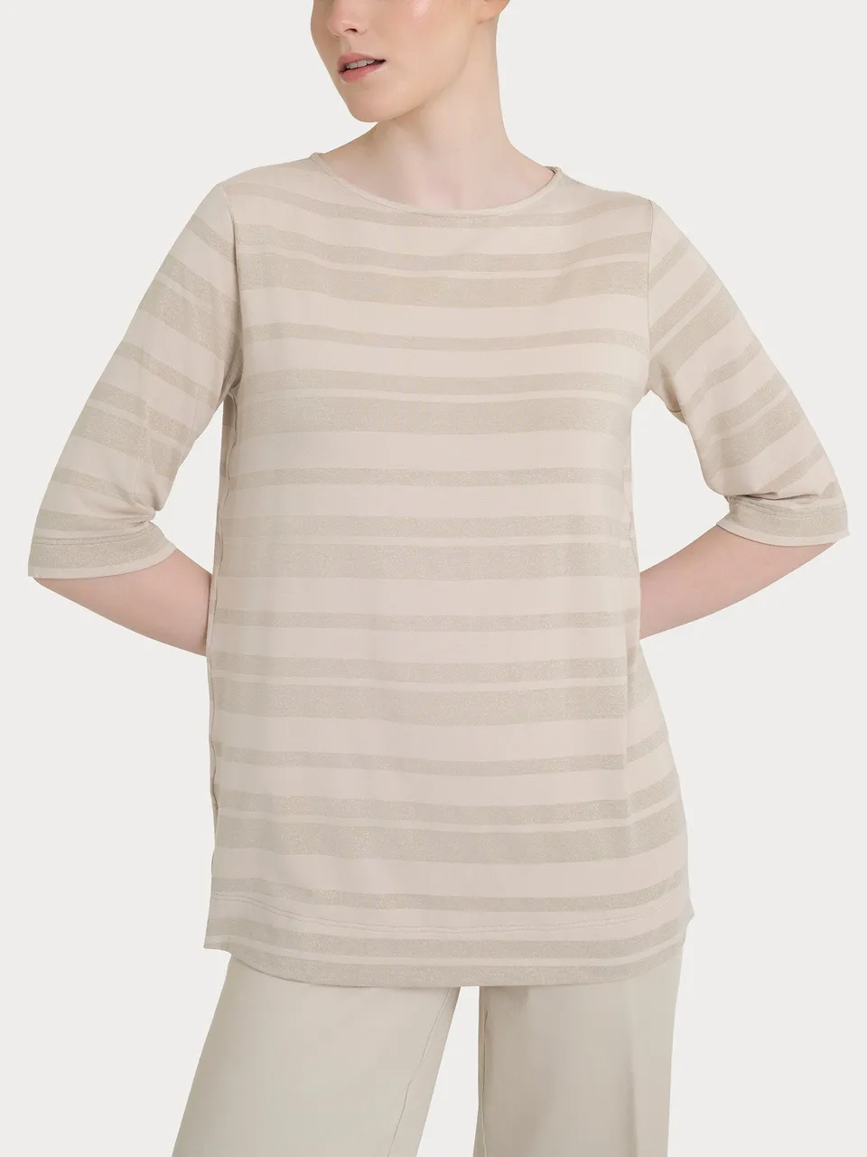 Ragno Viscosa Summer Maglietta Stripes Champignon righe lurex