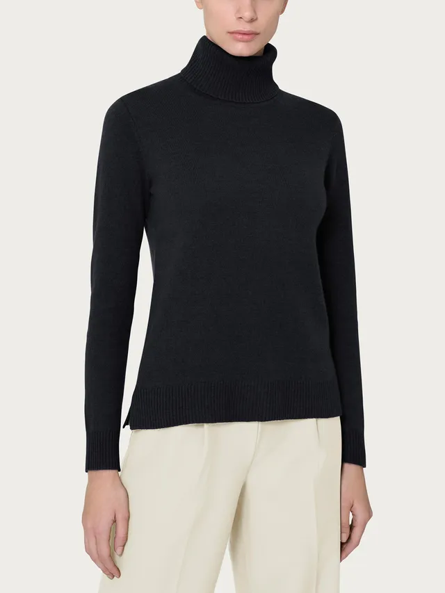 Ragno Cashmerino dolcevita maglia collo roule nero