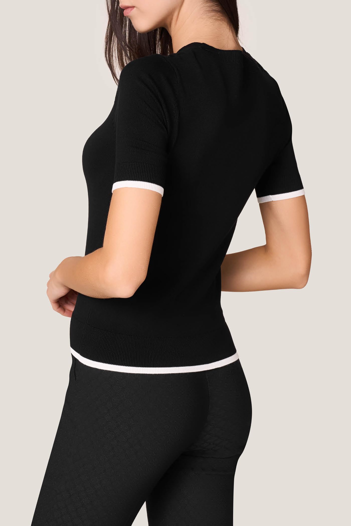 Goldenpoint Maglia Girocollo Manica Corta Misto Viscosa donna costine