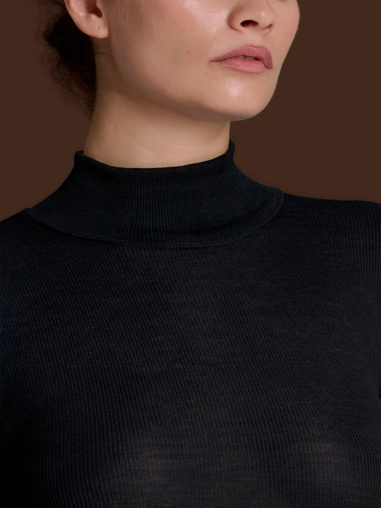 Ragno Lana Seta Dolcevita lana e seta Nero